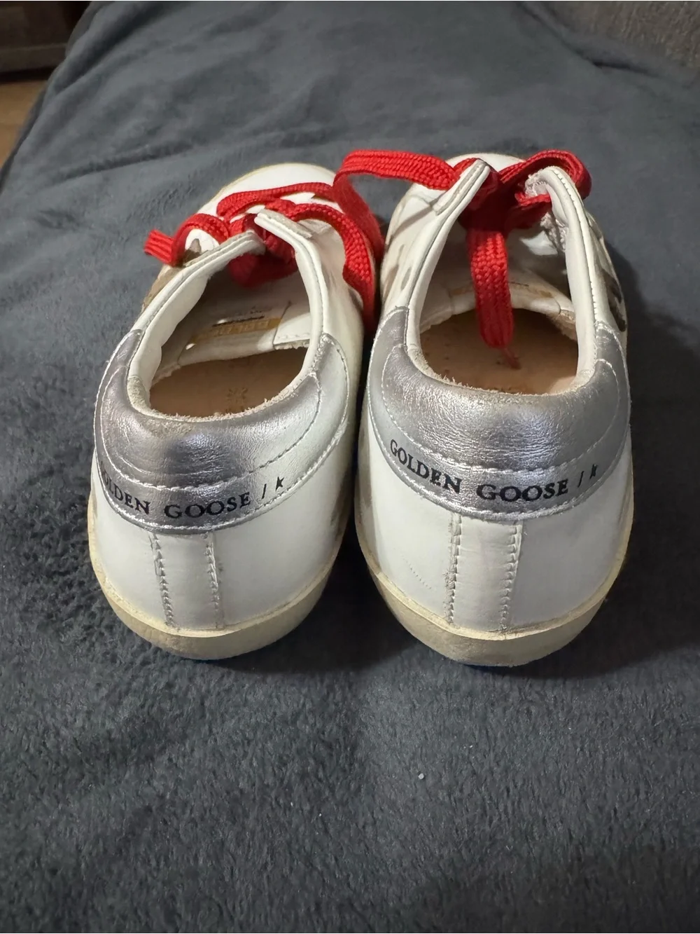 Golden Goose Kids White Star Sneakers with Red Laces